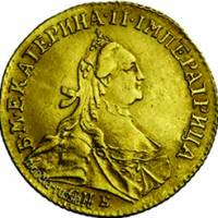 (1766, СПБ ТI) Монета Россия 1766 год Один червонец   Золото Au 979  VF
